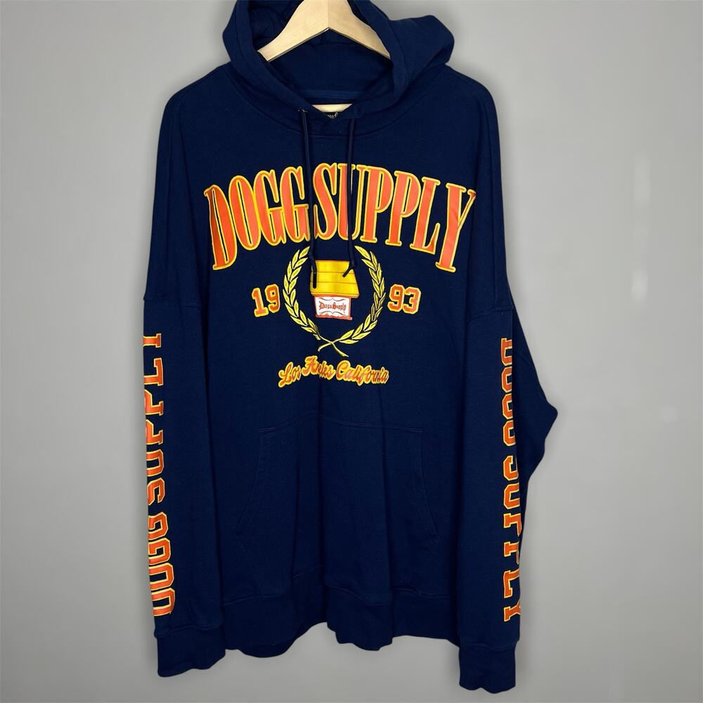 Dogg Supply by Snoop Dogg Hoodie 3XL Mens Navy Graphic Varsity Fleece Sweatshirt